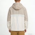 thumbnail image 5 of GUZOM Mens Color Block Lightweight Hooded Jacket Nylon Water Resistant Windbreaker Khaki Spring Casual,Size M, 5 of 8