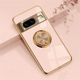 thumbnail image 1 of Electroplated Case for Google Pixel 8, Slim Thin Light Plating Frame Rotatable Metal Ring Holder Bracket Cover with Magnetic Car Mount Rugged Shockproof Anti-Scratches Case, Pink, 1 of 9