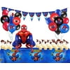 Spiderman Superhero Party Birthday Decorations Favors Balloons With Spiderman 3D Airwalker F Balloon, Tablecloth and Cupcake Toppers for Kid Toddler Birthday Decoration and Party Supplies f