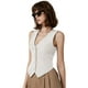 thumbnail image 3 of Chaleco QINSEN para mujer, cuello en V, sin mangas, botones en la parte delantera, blanco, talla M, 3 of 6