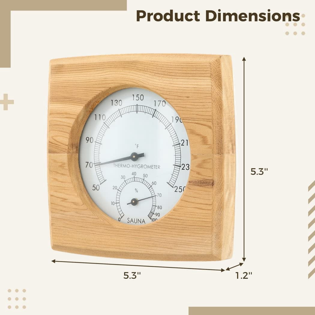 CATPAN 2 in 1 Wooden Sauna Hygrothermograph, Sauna Thermometer and Hygrometer, Indoor Humidity Temperature Measurement Sauna Room Equipment and Accessories