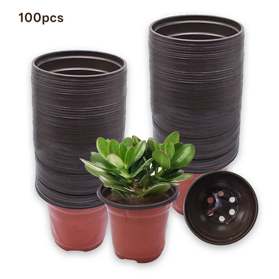 hostic 3.5" Seedling Pots Plastic Plant Pots Seedling Cups Nursery Pots Plant Container Fit for Seeds Germination, Seedlings Growing, Succulents Planting, Seeds Starting 100 Pcs
