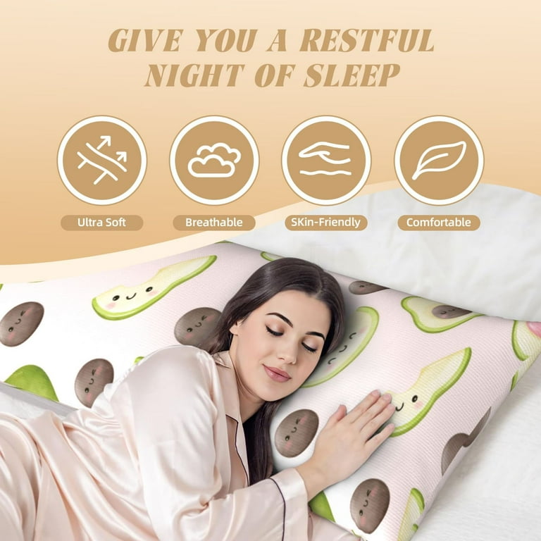 Body Pillow Cover Cute Love Avocado Super Soft Body Pillow Cover