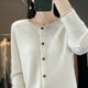 thumbnail image 1 of Suéter de lana de otoño e invierno, cárdigan de cuello redondo, suéter casual de color sólido para mujer, ropa de mujer a juego, 1 of 6