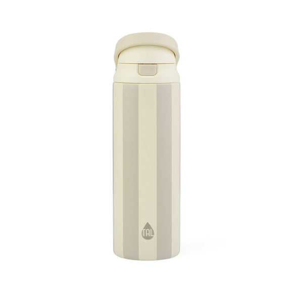 TAL Stainless Steel 2-in-1 Straw and Chug Water Bottle with Push Lid 24 fl oz, Cream Stripe
