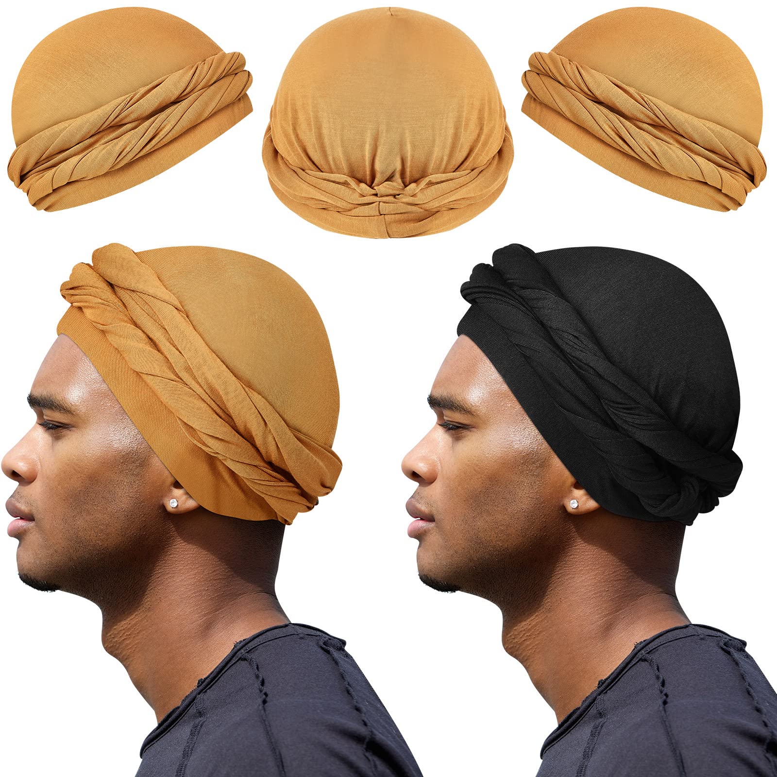 Yohou 2PCS Turban for Men Halo Turban Satin Lined Turban for Men Head Wraps  for Men Women Men's Turban for Sleeping Nature Hair : :  Clothing, Shoes & Accessories