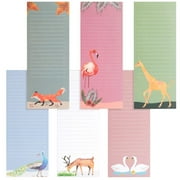 JUVALE 6 Pack Magnetic Notepads for Refrigerator, Grocery Shopping List, To-Do Memos, 6 Animal Designs (6 Colors, 3.5 x 9 In)