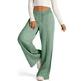 thumbnail image 5 of Sakmal Workout Pants for Women Wide Leg Baggy Pleated Sweatpants High Waisted Solid Full Length Green Pants with Pockets, 5 of 9
