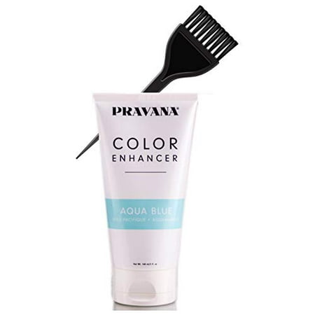 Pravana Color Enhancer, Temporary Color-Depositing Conditioner (w/Sleek Tint Brush) Haircolor Hair Dye (AQUA BLUE)