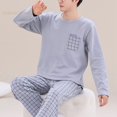 thumbnail image 1 of Printemps Automne Plus 5TG Pyjama Tricoté pour Hommes à Carreaux Ensembles de Pyjamas Décontractés Mode Nuit, 1 of 5