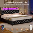 thumbnail image 4 of Afuhokles King Size Lift Up Storage Bed Frame with LED Storage Headboard and Charging Station, Upholstered Bed Frame, Hydraulic Storage, PU Black, 4 of 8