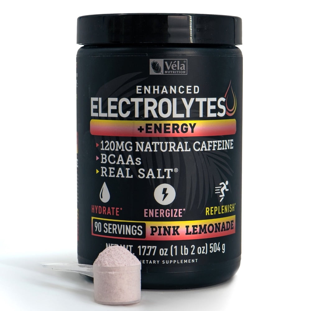 Electrolyte Powder Recovery Drink + Energy (90 Servings Pink Lemonade) w Real Salt +BCAAs