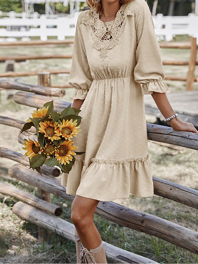 Women's Crochet Lace Neck Dress