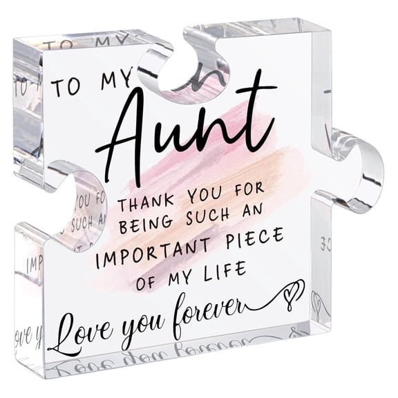 Aunt Gifts - Unique Acrylic Puzzle-Shaped Plaque for Aunt's Birthday, Christmas, Mother's Day, Wedding - Heartfelt Desk Decoration, Decorative Signs & Plaques