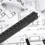 UPITOR Architectural Triangular Scale Ruler - Includes 12 inch Aluminum Architect Scale and Triangular Ruler - Suitable for Architects, Draftsmen, and Engineers Black
