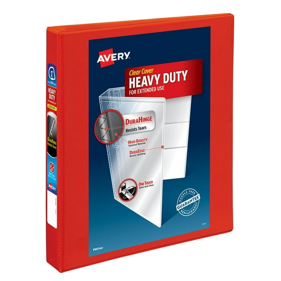 Avery Heavy Duty View Binder, 1", Red, Slant Ring, One-Touch, 250 Sheet Capacity, 1 Binder