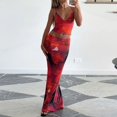 thumbnail image 2 of Maxi Skirt Set Floral Print Halter Top Maxi Skirt Going Out Outfits for Women Beach Vacation Multicolour S, 2 of 6