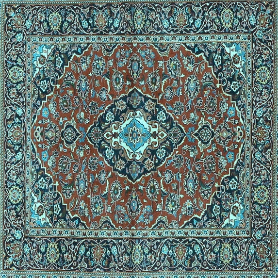 Ahgly Company Indoor Square Oriental Light Blue Traditional Area Rugs, 3' Square