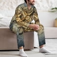 thumbnail image 7 of Naloa Vintage Compass Men’s Pajamas Set - Long Sleeve Button Down Sleep Shirt and Pajama Bottoms Sleepwear Set-Small, 7 of 7