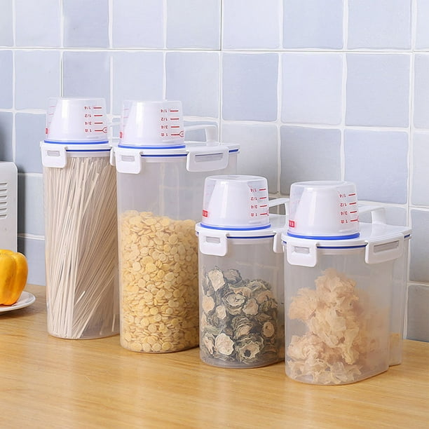 Grofry Rice Containers Airtight Large Capacity Plastic Clear Measuring ...