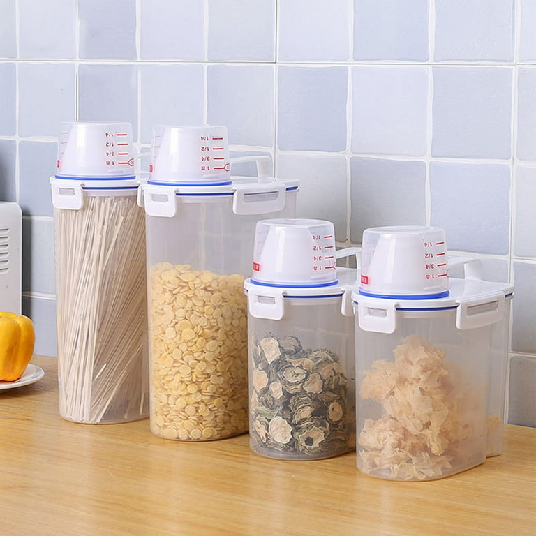 Airtight Rice Container with Lid Measuring Cup 10 Lbs Reusable Sealed Rice  Storage Container Food Grade BPA Free Airtight Food Storage Canister Clear