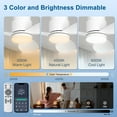 thumbnail image 3 of Ohniyou 42" Flush Mount Ceiling Fan with Light and Remote,3 Colors Dimmable Quiet DC Motor Low Profile Ceiling Fans for Bedroom Kitchen Outdoor Patio, White, 3 of 10