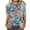 Multicolor, variant on BangWanChi 3/4 Length Sleeve Womens Tops Plus Size Tunic Women's Fashion Casual Color Printing Round Neck 3/4 Sleeve T-Shirt Top Blouse