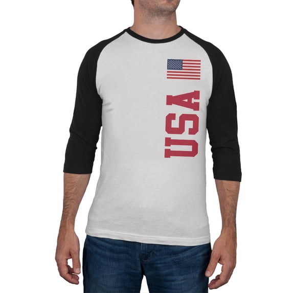 World Cup USA Mens Long Sleeve Raglan T Shirt White-Black 2XL