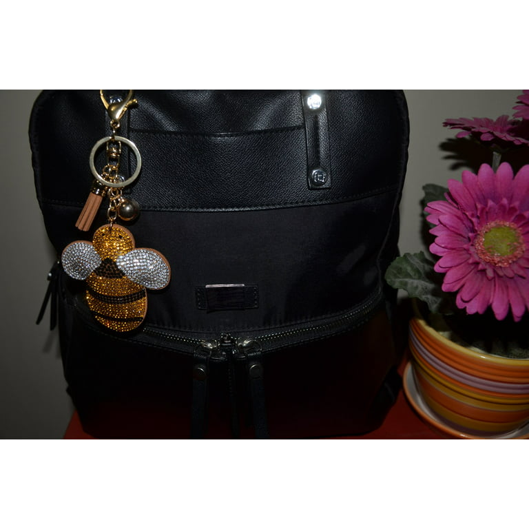 Coach leather flower keychain. This keychain has