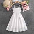 thumbnail image 3 of EGNMCR Robe d'Été pour Enfants Couleur Unie Col Rond Fines Bretelles Haut pour Enfants polyester Haut, 3 of 8