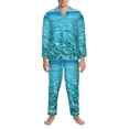 thumbnail image 3 of Fotbe Crystal Clear Ocean Waves Pattern Long Sleeve Pajama Set for Men,Sleepwear Set,2-piece Loungewear Set,Soft PJs Comfy Nightwear with Pockets-X-Large, 3 of 7