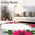 thumbnail image 2 of ODIKA 4'x6' Machine Washable Non-Slip Area Rug, Elegant Poinsettia Floral Decorative Xmas Hearth High Traffic Rug with Pad, Pink, 626326, 2 of 8