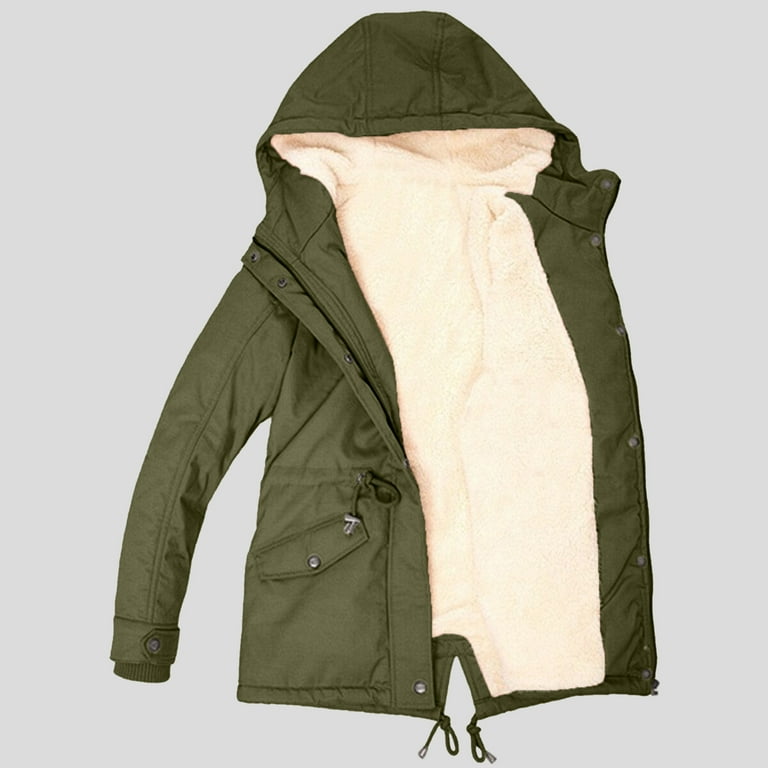 Dropship Plus Size Thick Fleece Lined Parka Coats; Women's Plus