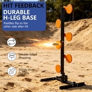 YOHKOH 6-Target Auto-Reset Steel Dueling Tree, Heavy Duty 10mm Alloy Shooting Stand with 6.3 Paddles, Adjustable Angle & H-Leg Base for Outdoor Range