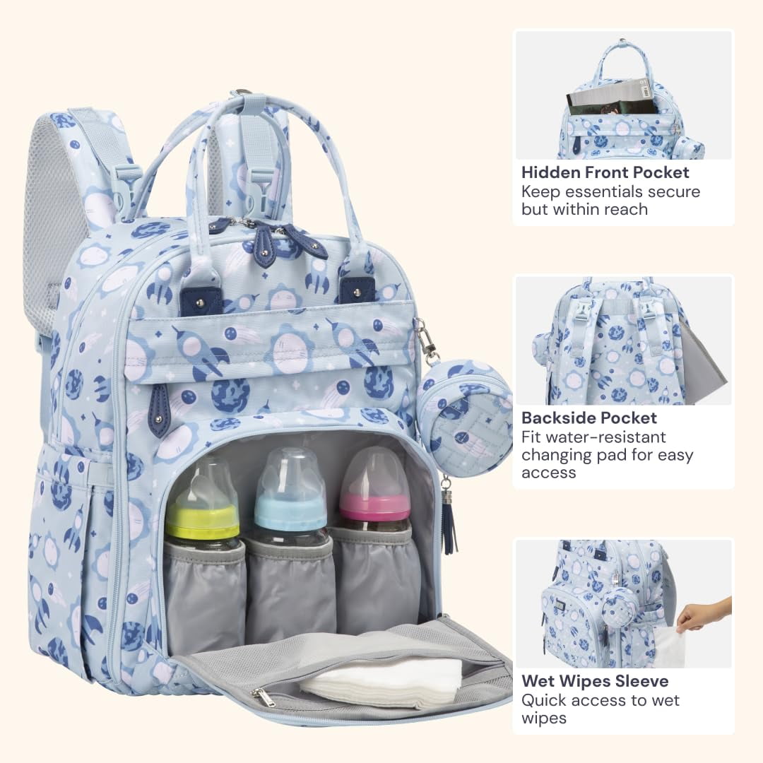 BabbleRoo Diaper Bag Backpack, Multifunction Original Baby Diaper Bag with Insulated Pockets, Cosmo