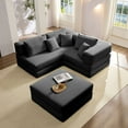 thumbnail image 6 of Oversized Upholstered Sectional Sofa Couch Set, Modular 118.2" L Shaped Floor Living Room Sofa Set with 6 Pillows,Diy Combination Sofa Couch for Living Rooms, Apartments, Bedrooms (Black), 6 of 12