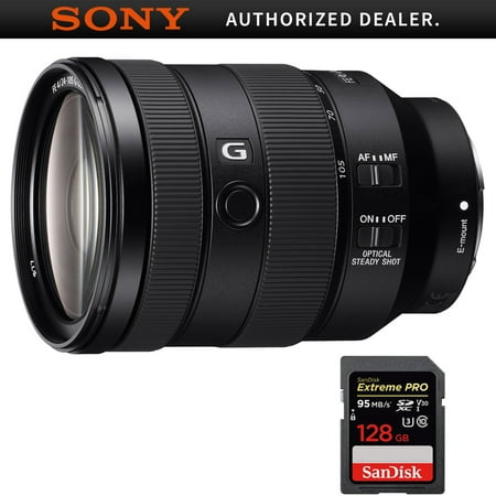 Full Housing Faceplate Lens Sony FE 24-105mm F4 G OSS E-Mount Full-Frame Zoom Lens (SEL24105G) with Sandisk Extreme PRO SDXC 128GB UHS-1 Memory Card ()