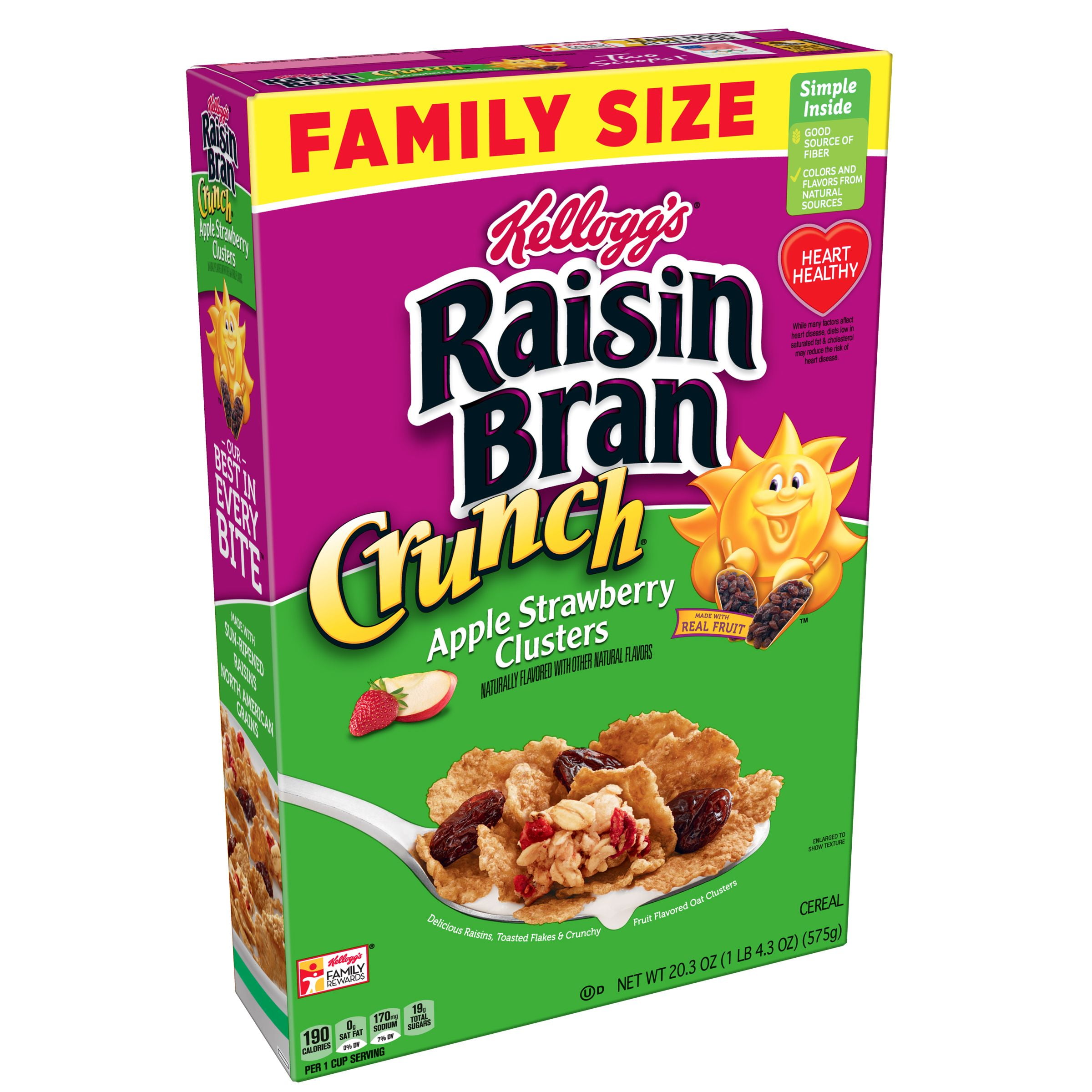 Kellogg's Raisin Bran Crunch Breakfast Cereal, Apple Strawberry