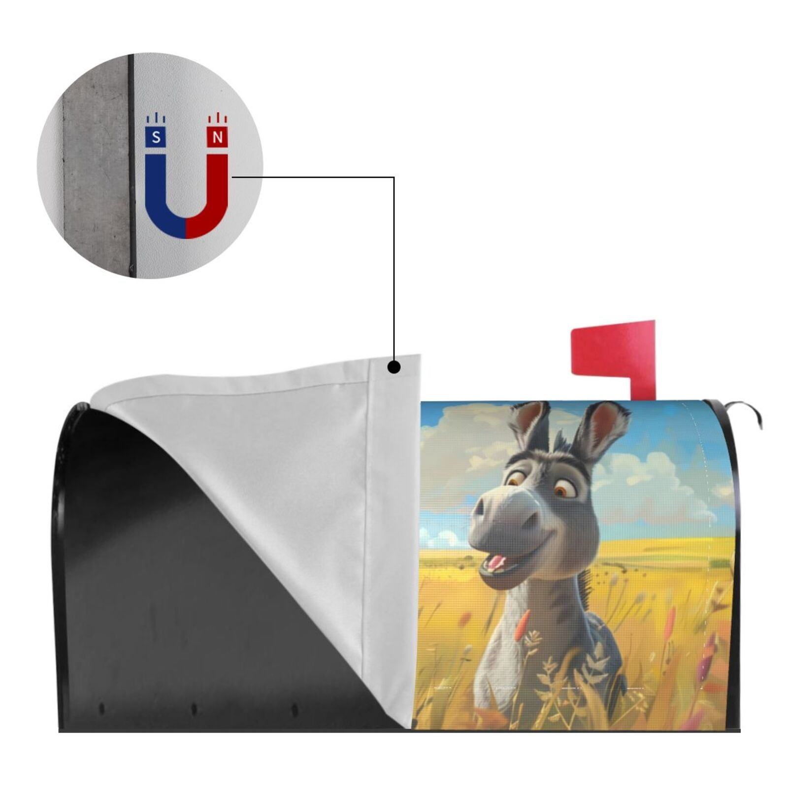 Rateoe Funny Countryside Donkey Printed Mailbox Covers - Easy to Install Fall, Winter, Spring, Summer Mailbox Cover - Weather and UV-Resistant Mailbox Decor - Mailbox Magnetic Covers-