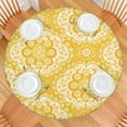 thumbnail image 2 of Yellow Ethnic Floral Pattern Round Fitted Tablecloth with Elastic Edge,Dining Table Cover Waterproof,Outdoor Round Tablecloth for Camping,Dining,Indoor and Outdoor, 2 of 7