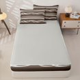 thumbnail image 4 of jejeloiu Earthy Striped Zipper Full Size Comforter Sets with Fitted Sheet and 2 Pillowcases,Neutral Print Zipper Bedding Set For Boys,Brown Beige,Light Gray Reversible,4 Pieces, 4 of 7