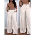 thumbnail image 4 of Women Fall High Elastic Waist Loose Pleated Long Flowy Palazzo Work Pants with Pockets XL, 4 of 8