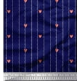 thumbnail image 1 of Soimoi Blue Moss Georgette Fabric Folk Art Heart & Stripe Print Fabric by the Yard 42 Inch Wide, 1 of 3