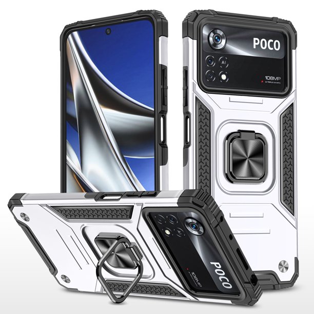 Funda de teléfono para Poco X4 Pro de Uso Rudo Shock color + Mica de Cristal
