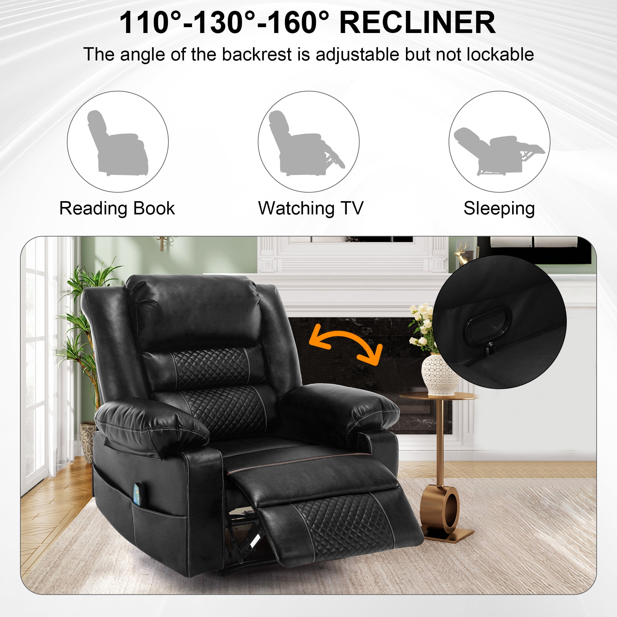 Aukfa Power Lift Recliner Chair with Massage & Heating, Breathable Leather  Reclining Sofa,Black
