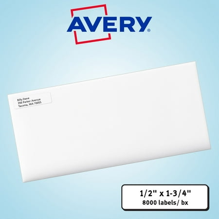 avery easy peel laser mailing labels 1 2 x 1 3 4 white 8000ct