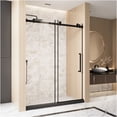 thumbnail image 2 of JERFIT 76" Matte Black Frameless Sliding Shower Door, 1/4" Tempered Glass with Explosion Proof Film, Single Panel for 56-60" Opening, 2 of 10