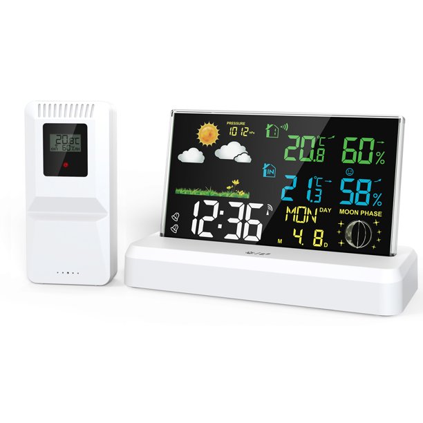 Reloj Despertador Electrónico Digital De Alta Definición Con Pantalla Positiva Para Interiores Termómetro E Higrómetro Para Interiores Y Exteriores Pronóstico Del Tiempo Reloj