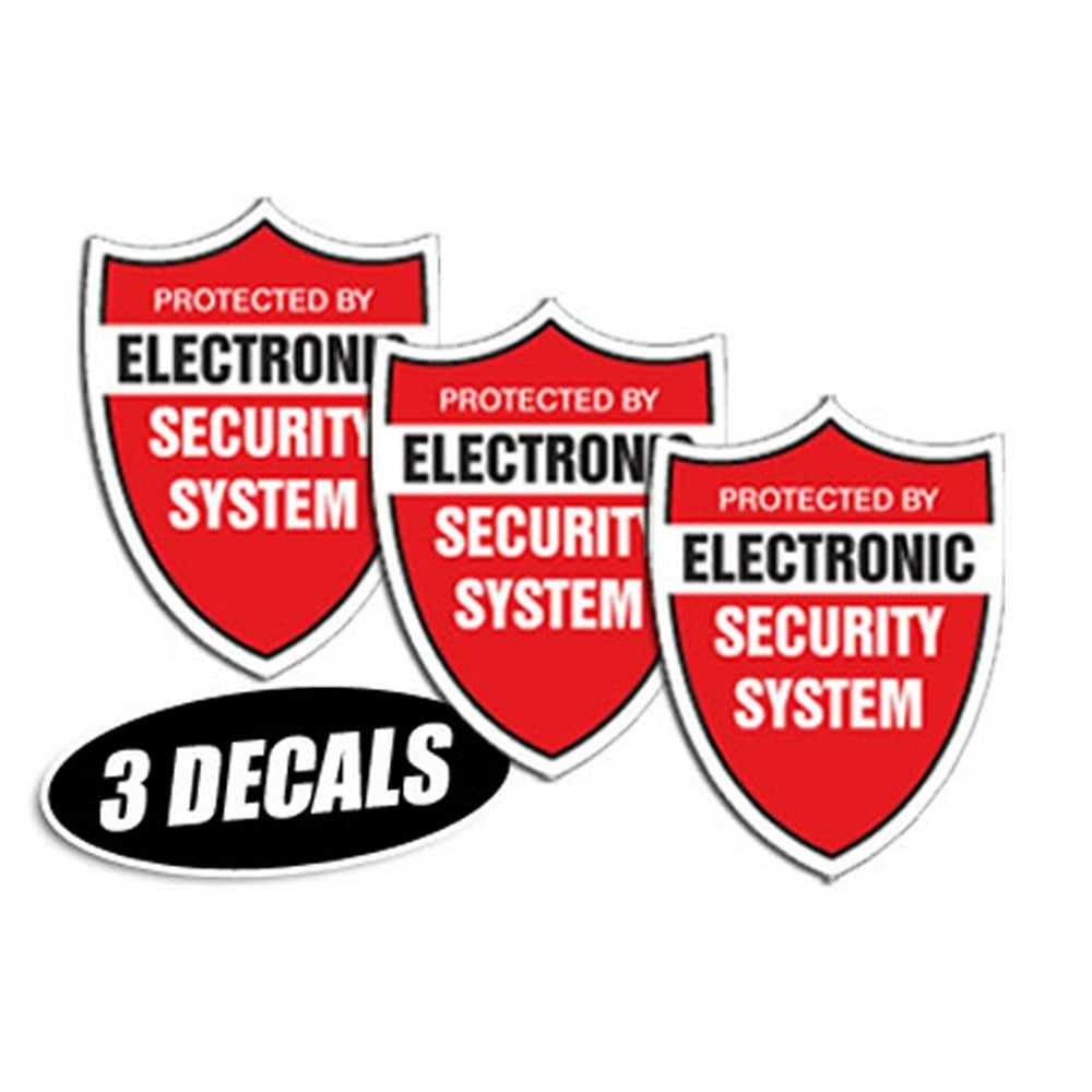 3 PACK SECURITY SYSTEM DECALS sticker decal label video warning cctv