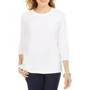 Karen Scott Women's Textured Dot Sweatshirt White Size Petite Medium